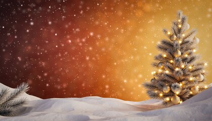 Festive winter landscape with snowfall and christmas tree serene night setting holiday spirit enchanting atmosphere cozy viewpoint magical season celebration