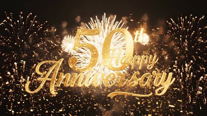 Spectacular Golden Fireworks Display Celebrating a Milestone 50th Anniversary Event
