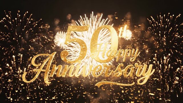 Spectacular Golden Fireworks Display Celebrating a Milestone 50th Anniversary Event