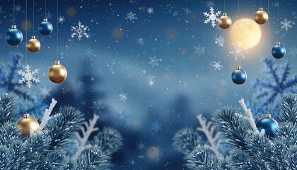 Festive winter celebration enchanted forest digital artwork snowy atmosphere night view holiday spirit