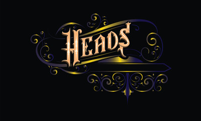 HEADS lettering custom style design