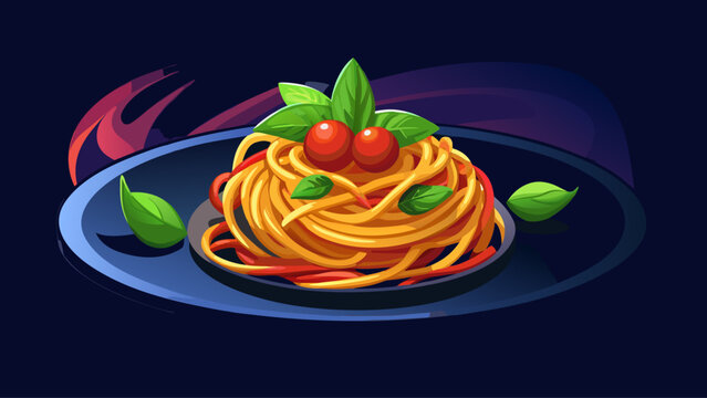 Italian spaghetti served on a dark minimalist plate set against a deep dark backdrop. Soft dramatic lighting, rich food texture, ideal for premium culinary branding, menu design, or professional food 