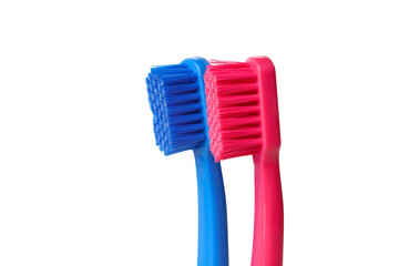 Two vibrant toothbrushes for daily dental care, isolated, PNG