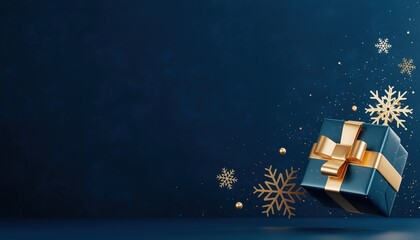 Festive gift presentation holiday season digital illustration dark blue background isolated view celebratory concept for holiday marketing and branding