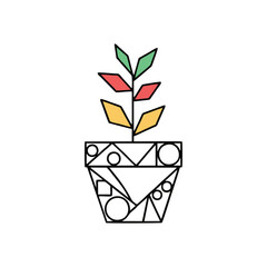 vector plant pot with leaf design