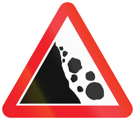 Road sign used in India - Falling rocks