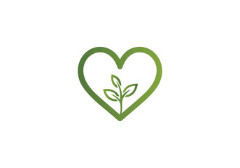 Green Agricultural Landscape Logo PNG , Eco Heart Logo, Leaf Heart Logo for Nature Brands Transparent Background