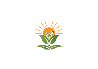 Agriculture and Farming Field Logo  PNG , Eco-Friendly Plant icon, Farm Field logo for Nature Brands Transparent Background
