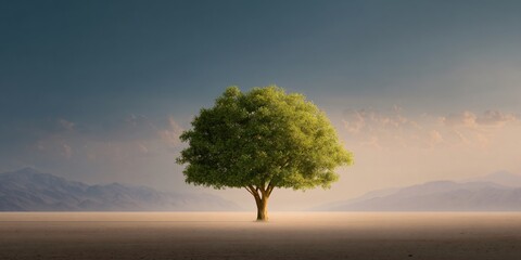 Majestic tree standing alone on a deserted landscape nature photography serene environment peaceful view