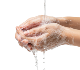 Hands washing with soap home hygiene practice