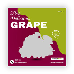 Grape food social media post design template 
