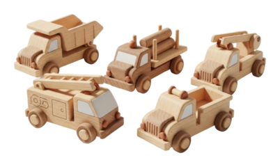 Wooden toy trucks set for kids playroom educational creative