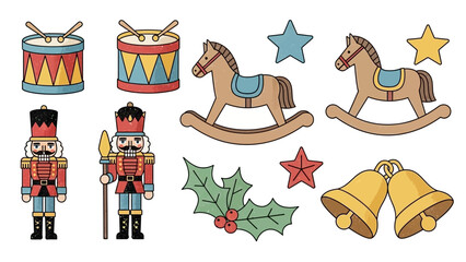 Festive Christmas Toys & Decorations Nutcrackers, Rocking Horses, and Bells