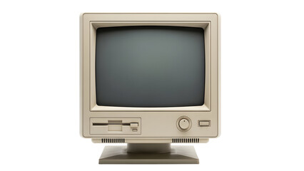 Retro computer monitor with floppy disk drive and screen on a white background