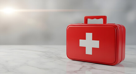 Essential First Aid Kit Emergency Preparedness and Healthcare Assistance Red Toolbox Medical Supplies Safety Gear Health Equipment Treatment Box Protection and Life Support Solutions