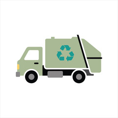 Green recycling truck icon