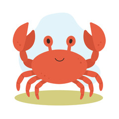 Cartoon japanese crab vector illustration. Cute japanese crab isolated on white background.