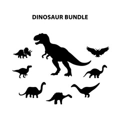 Silhouette dinosaurs group art