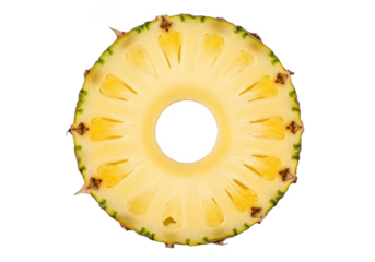 Fresh pineapple slice isolated on transparent background