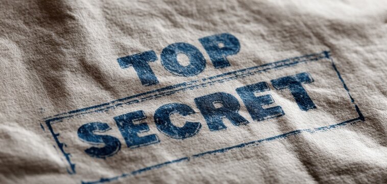The Top Secret Stamp on Crumpled Paper Suggesting Confidential Document and Mystery