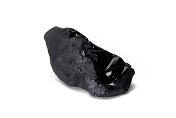 Glossy Black Obsidian Rock Isolated