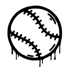 Dynamic baseball illustration with dripping paint effect for edgy sports designs and creative branding projects