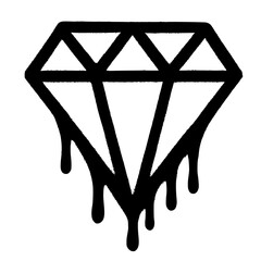 Bold diamond dripping with edgy style, ideal for modern streetwear or urban brand visuals with a grunge flair