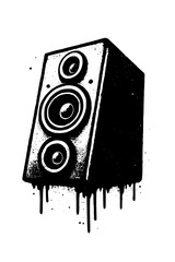 Bold speaker illustration with dripping paint, perfect for music events and edgy design projects