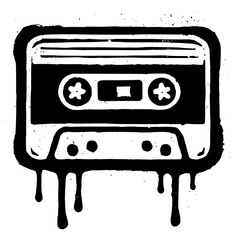 Retro cassette tape illustration with dripping paint effect, a vintage music vibe for creative projects