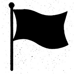 Distressed bold black flag on pole graphic, symbolizing achievement, goal reaching, or overcoming challenges
