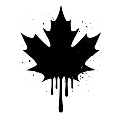 Dynamic maple leaf illustration with dripping paint effect for modern designs and patriotic themes