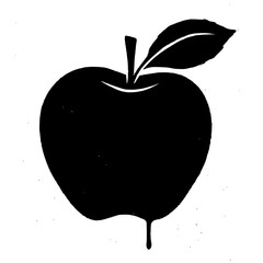 Striking silhouette of an apple with a drip, perfect for modern designs and healthy lifestyle concepts