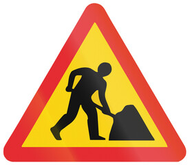 Road sign used in India - Roadworks
