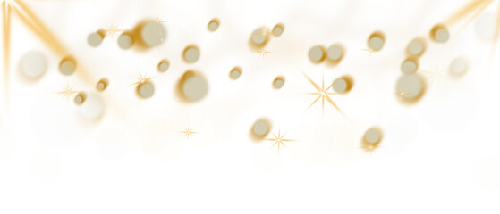 Golden Bokeh and Starburst Lights Overlay Effect on Transparent Background perfect for Festive Greeting Card or Celebration Design