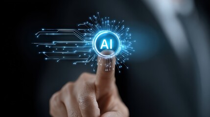 Artificial Intelligence Activation: Hand Touching AI Interface