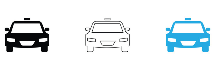 Get a ride now with a classic taxi symbol in multiple styles, perfect for urban transport apps, city travel guides, or transportation service promotions