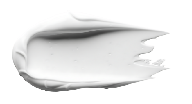 White creamy cosmetic swatch isolated on transparent background