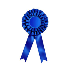 A single blue rosette award ribbon on a black background