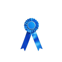 Blue rosette ribbon award on a black background