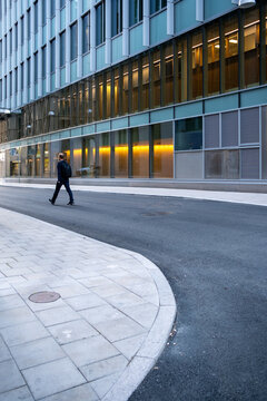 Urban architecture in Hagastaden interacts with reflection and perspective across Stockholm buildings, forming a skyline whose facade supports a precise contemporary design identity