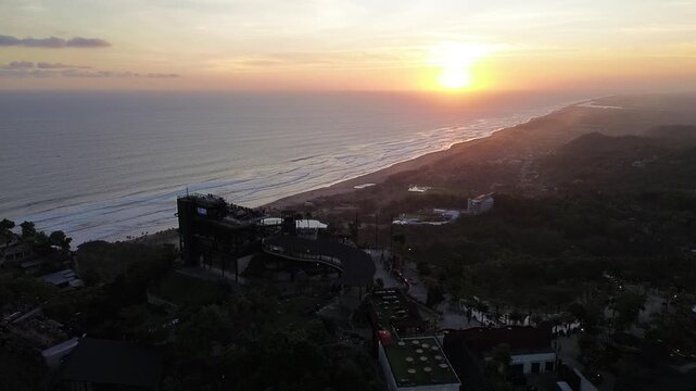 Sunset over Parangtritis Beach A Serene Coastal Vista from Above