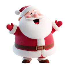 Laughing Santa with Big Smile - Joyful Christmas 3D Illustration Isolated on White Background for Holiday Greeting Card Seasonal Design