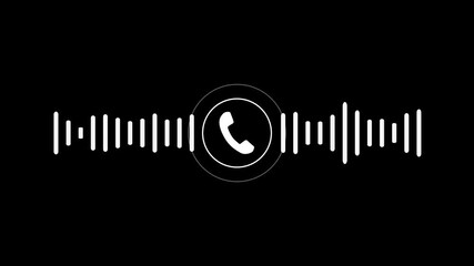 Minimalist Telephone call audio sound wave animation. Phone Calling with Audio Sound Wave Animation on dark background.  - Powered by Adobe