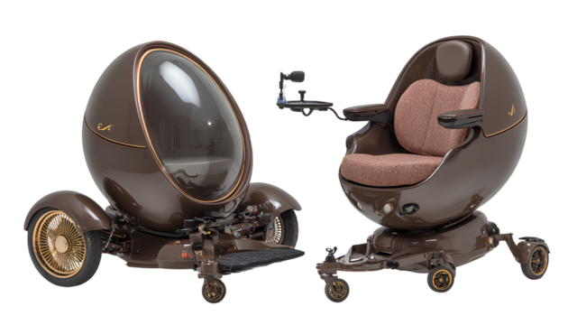easter egg-shaped smart wheelchair with an integrated massage chair,