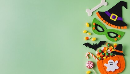 Festive Halloween Decorations and Candy Assortment for Spooky Celebrations