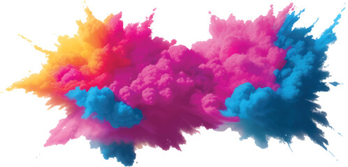 Creative Color Burst Explosion with Vibrant Yellow Pink Blue Paint Splash and Dynamic Abstract Particle Motion