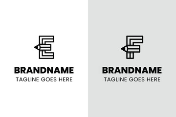 Letter E F Pencil Logo, symbolizing creativity, learning, and design