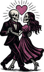 Skull Bride Groom Wedding Dance Love Design