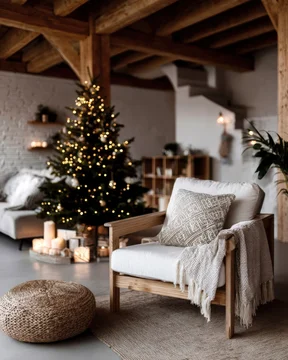 Natural Holiday Tree in Warm Nordic Interior