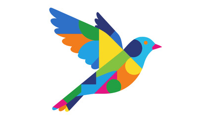 Fototapeta premium A colorful abstract bird in flight made of geometric shapes and bright colors
